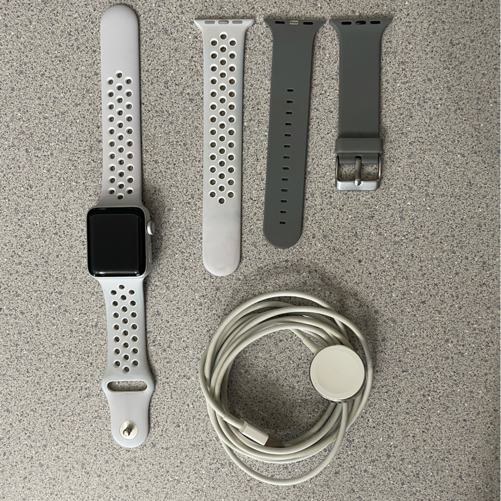 Apple Watch Series 2 with White and Gray Bands